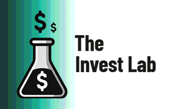The Invest Lab logo: a laboratory flask marked with a dollar sign, on a mint green field.